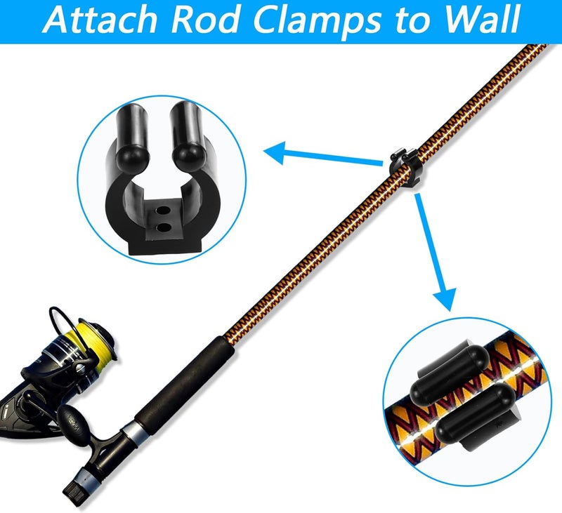 OXDFK 20 PCS Fishing Rod Clips, Wall Mounted Fishing Rod Holders, Billiards Snooker Cue Locating Clip Holder, for Fishing-Rods Billiards Cues Storage Rack - Image 4